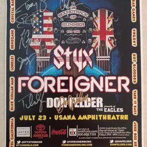 2014 STYX AND FOREIGNER SIGNED Concert Tour Poster REPRODUCTION (RP)